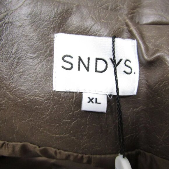 NEW SNDYS Womens Royce Oversized Faux Leather Jacket Size XL Mocha Brown - Picture 2 of 14